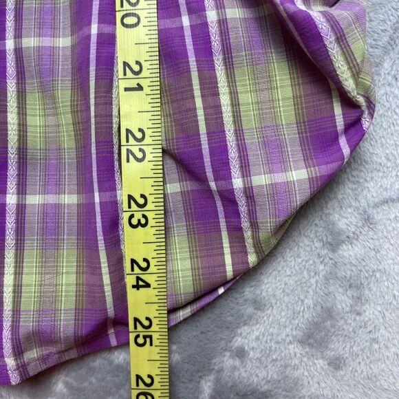 The North Face Boulder Penelope Shirt Top Womens L Purple Green Plaid Vented - Picture 14 of 14
